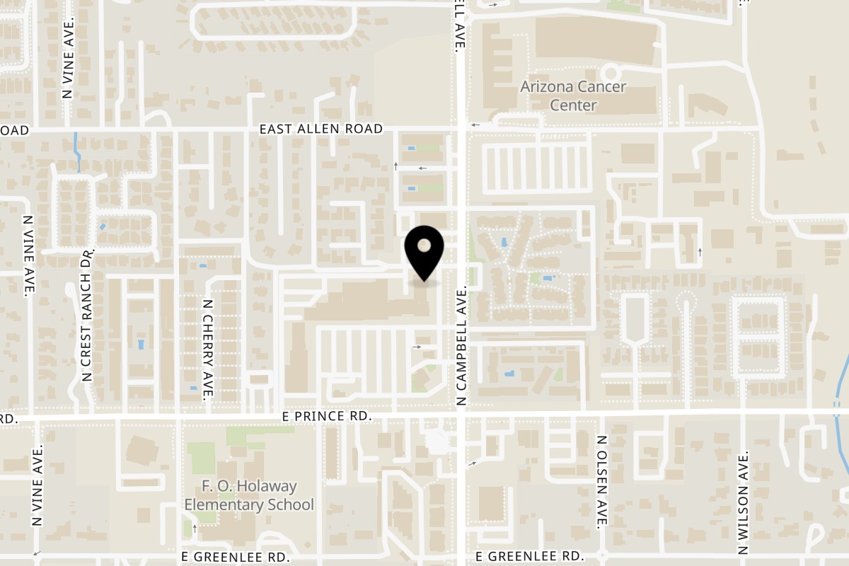 Map showing the location of Nate's Italian Kitchen Campbell on 3699 N Campbell Ave in Tucson